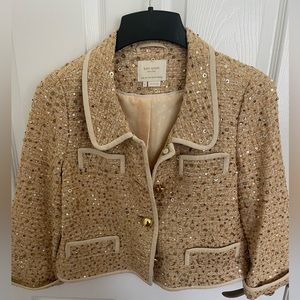 Kate Spade Addie Sequins Gold Glitter Blazer Size 6 EUC
